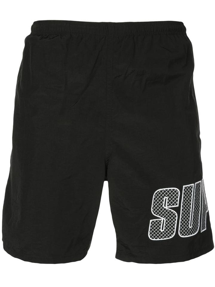 Supreme Logo Print Track Shorts - Black