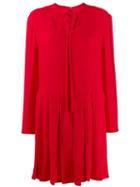 Valentino Vlogo Pleated Dress - Red