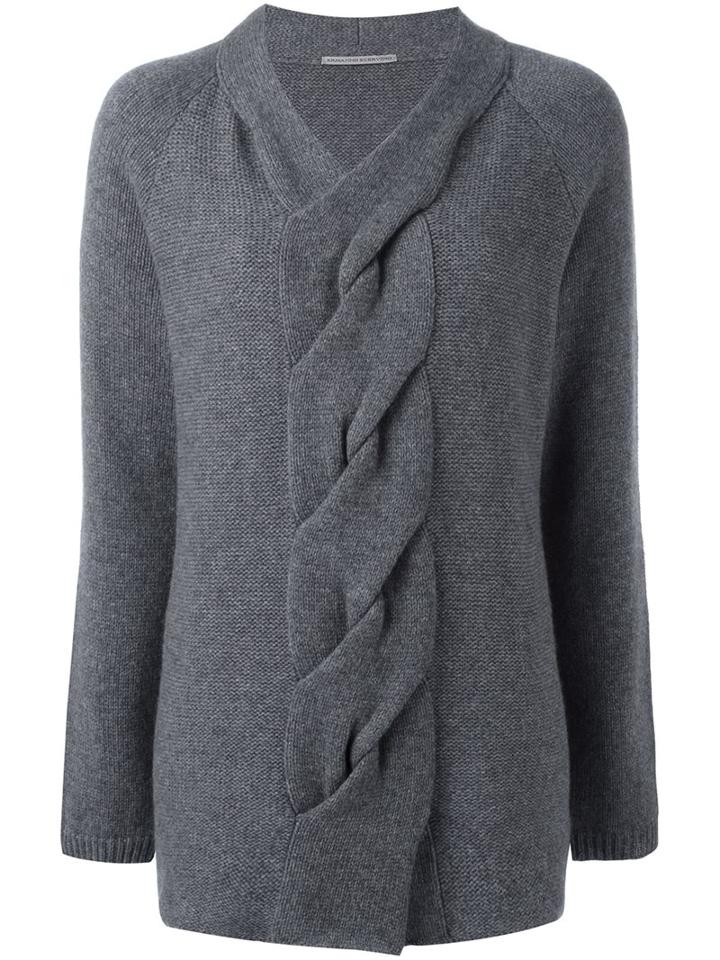 Ermanno Scervino Braided Front Jumper, Women's, Size: 42, Grey, Cashmere/wool