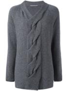 Ermanno Scervino Braided Front Jumper, Women's, Size: 42, Grey, Cashmere/wool