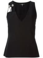 Versus V-neck Sleeveless Top, Women's, Size: 40, Black, Acetate/viscose