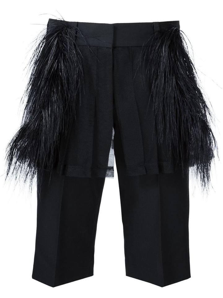 Vera Wang Ostrich Feather Tailored Shorts