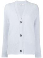 Closed Knitted Button-up Cardigan - Blue