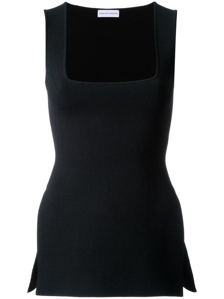 Scanlan Theodore Scoop Neck Tank Top, Women's, Size: Large, Black, Viscose