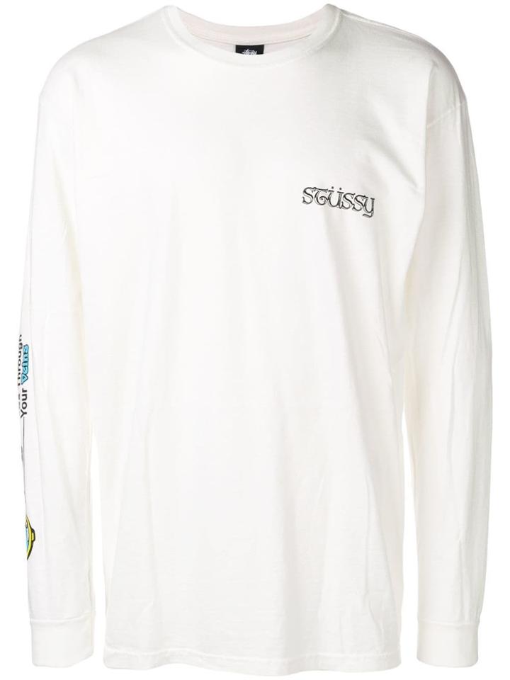 Stussy Back Print Long Sleeve T-shirt - Neutrals