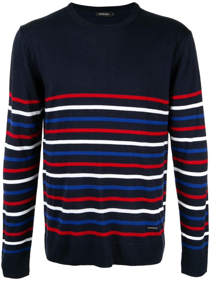 Loveless Colour-block Striped Sweater - Blue