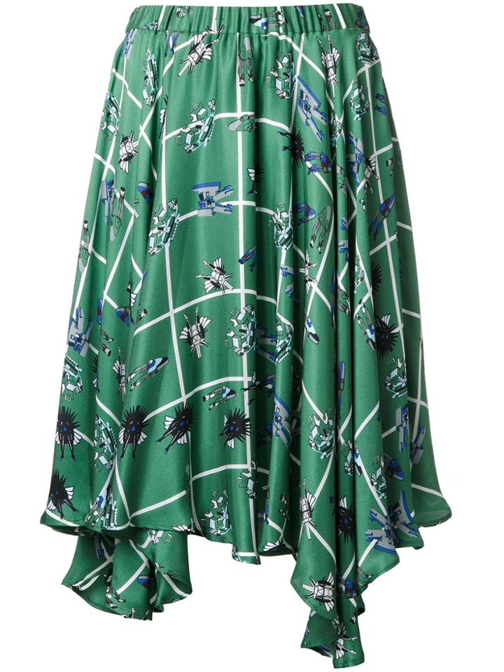 Julien David Robot Print Skirt - Green