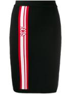 Gcds Fitted Logo Stripe Skirt - Black
