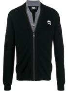 Karl Lagerfeld Ikonik Logo Zipped Cardigan - Black
