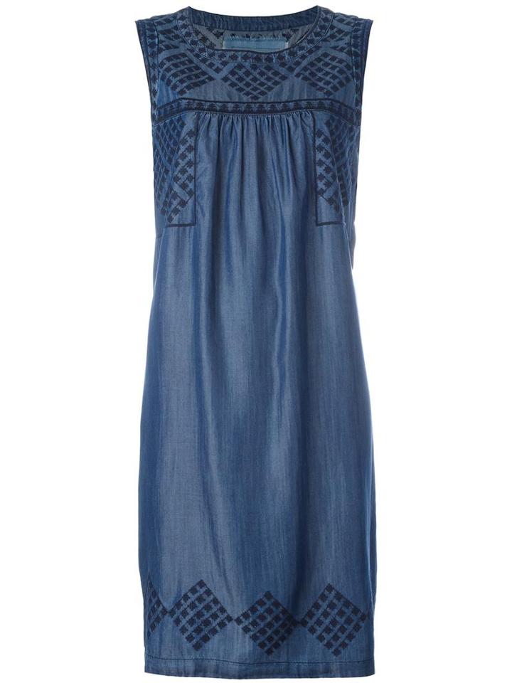 Steffen Schraut Embroidered Details Dress, Women's, Size: Medium, Blue, Lyocell
