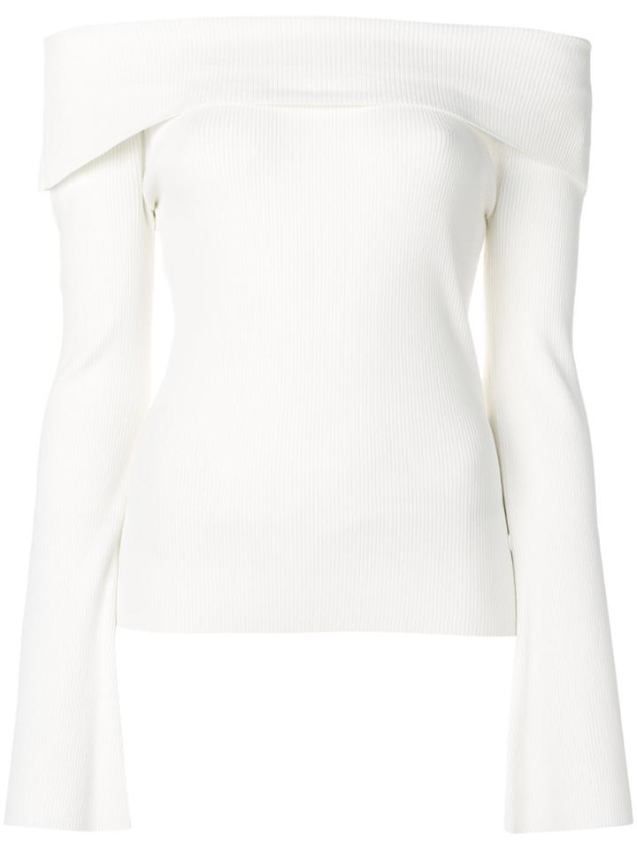 P.a.r.o.s.h. Off-the-shoulder Ribbed Sweater - White
