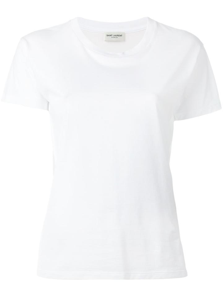 Saint Laurent Classic Short Sleeve T-shirt, Women's, Size: Medium, White, Cotton