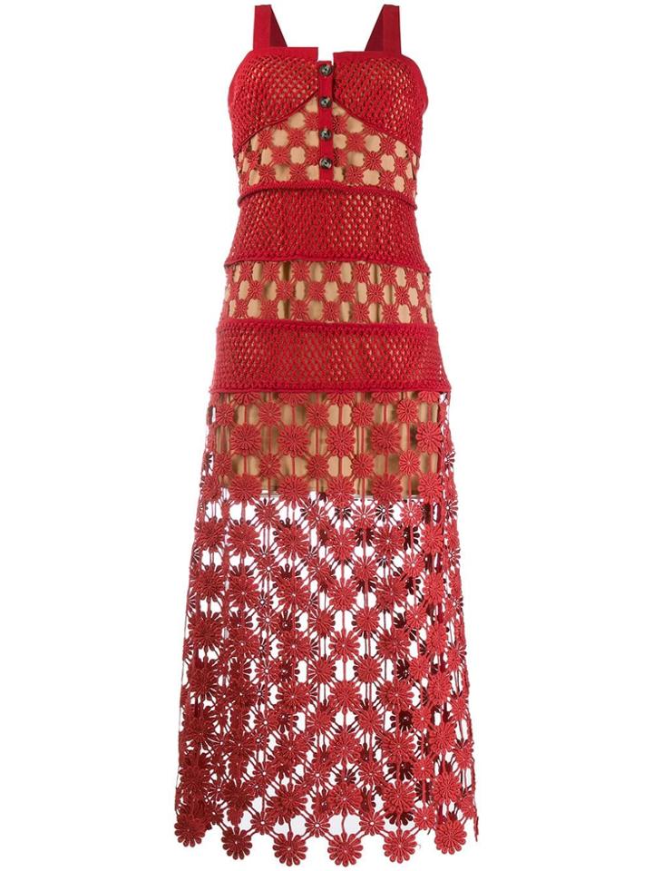 Self-portrait Floral Lace Dress - Red