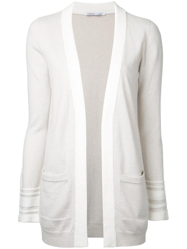 Agnona - Open-front Cardigan - Women - Cashmere - 40, Nude/neutrals, Cashmere