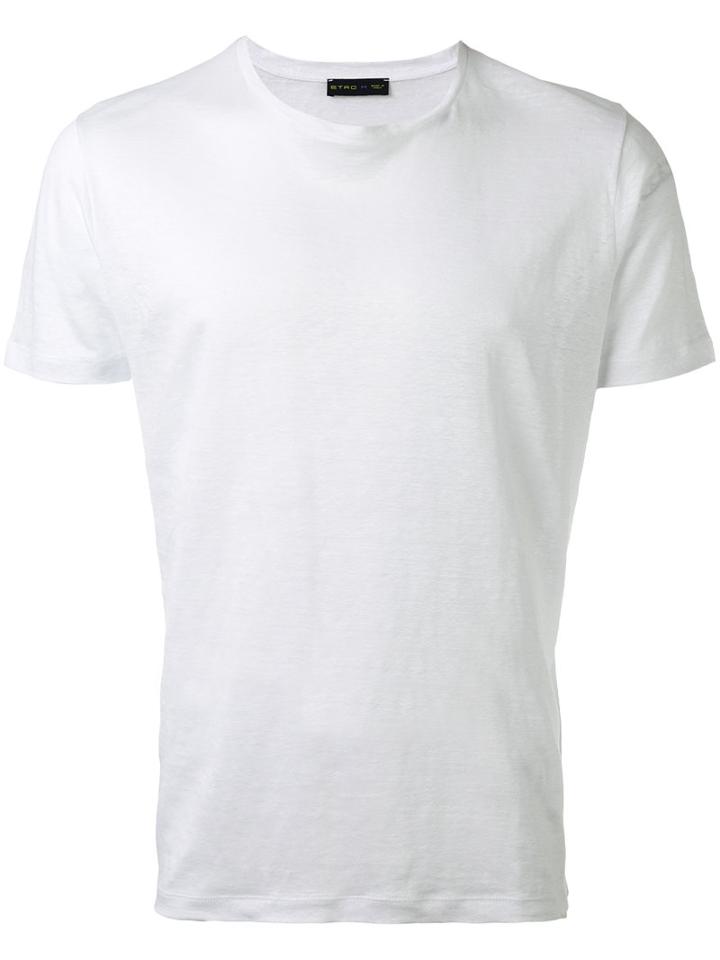 Etro Crew-neck T-shirt, Men's, Size: Xl, White, Linen/flax