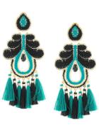 Mercedes Salazar Woven Tassel Drop Earrings - Blue