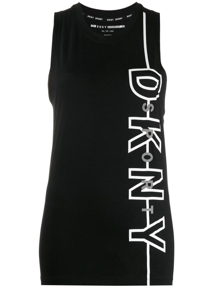 Dkny Logo-print Sleeveless Top - Black