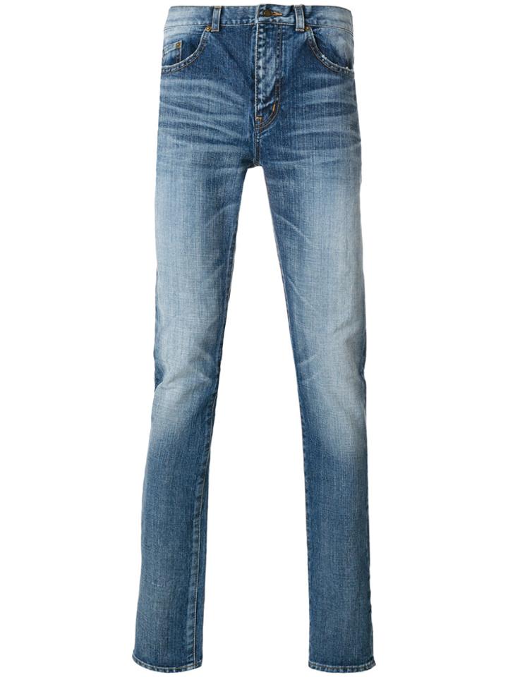 Saint Laurent Light-wash Fitted Jeans - Blue