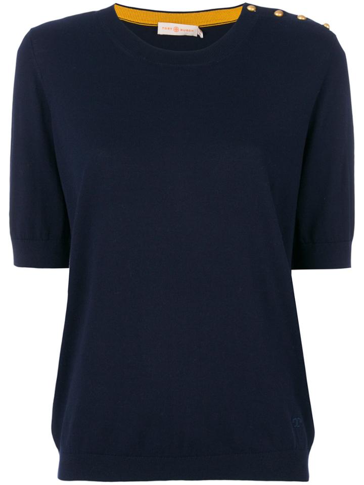 Tory Burch Buttoned Shoulder Jumper - Blue