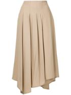 Aula Asymmetric Pleated Skirt - Brown