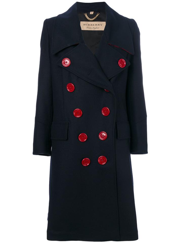 Burberry Double Breasted Coat - Blue