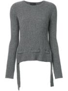 Cashmere In Love Ribbed Cashmere Sweater With Belt - Grey