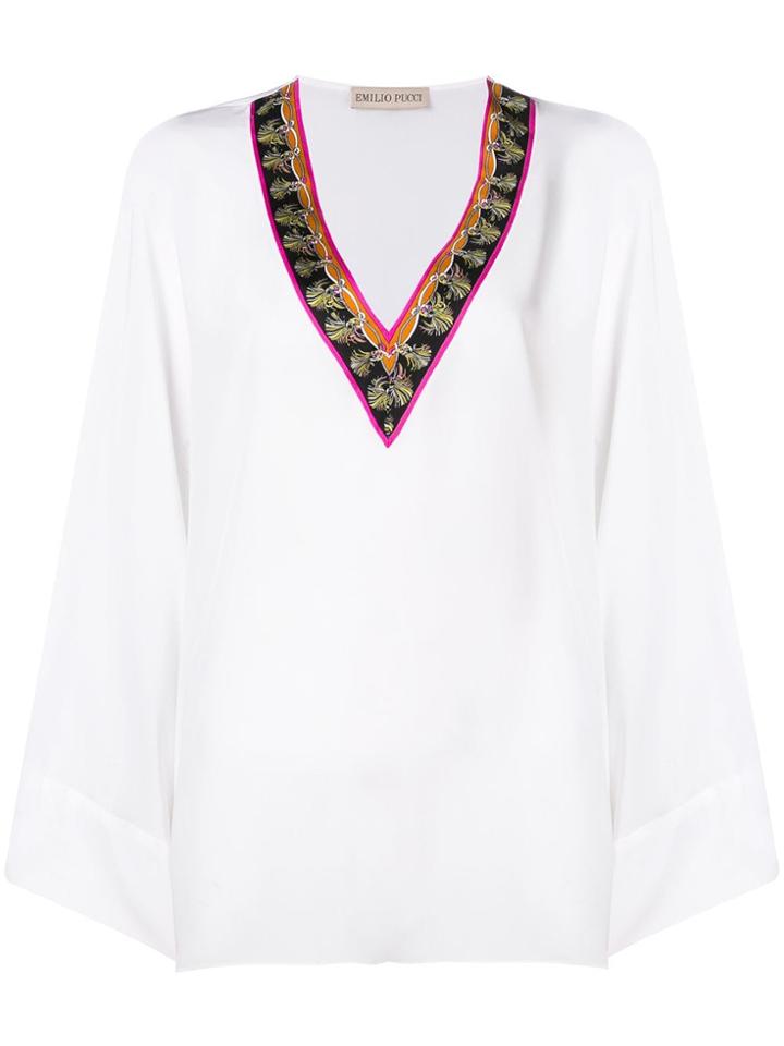 Emilio Pucci Tassel Print Neck Blouse - White