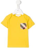 Burberry Kids Check Pocket T-shirt, Toddler Boy's, Size: 36 Mth, Yellow/orange