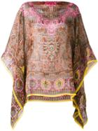 Etro - Printed Cape Blouse - Women - Silk - One Size, Brown, Silk