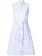 Thom Browne Sleeveless A-line Belted Shirtdress With Funmix Stripe