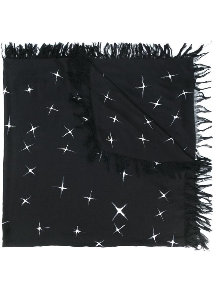 Saint Laurent Shooting Star Print Scarf - Black