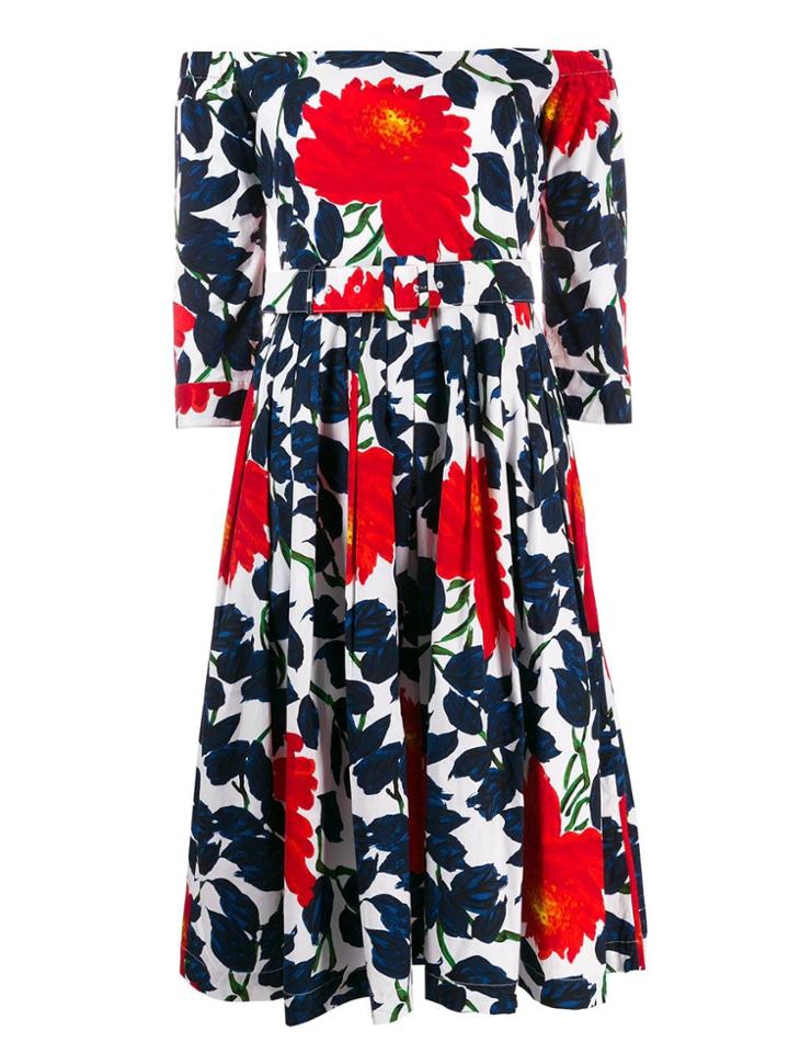Samantha Sung Off The Shoulder Printed Dress - Blue
