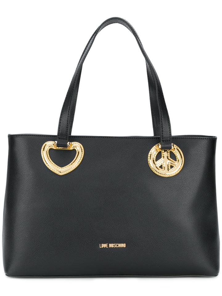Love Moschino Appliqué Heart Detail Tote - Black