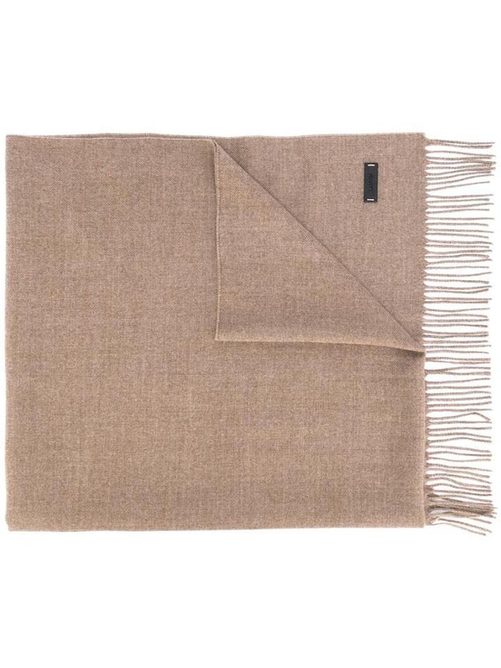 Lanvin Classic Plain Scarf, Men's, Brown, Wool