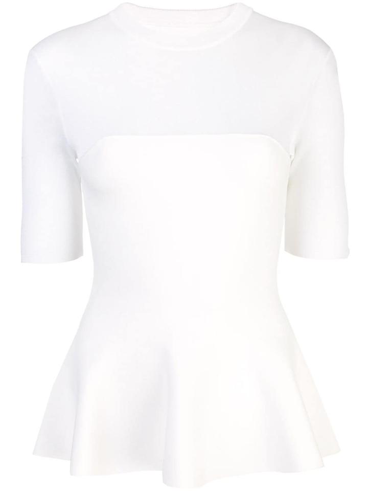 Proenza Schouler Matte Viscose Peplum Knit Top - White