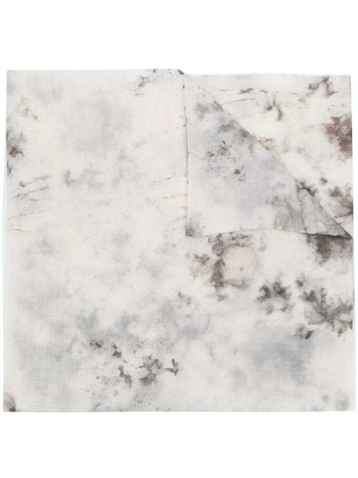 Avant Toi Floral Print Scarf - White