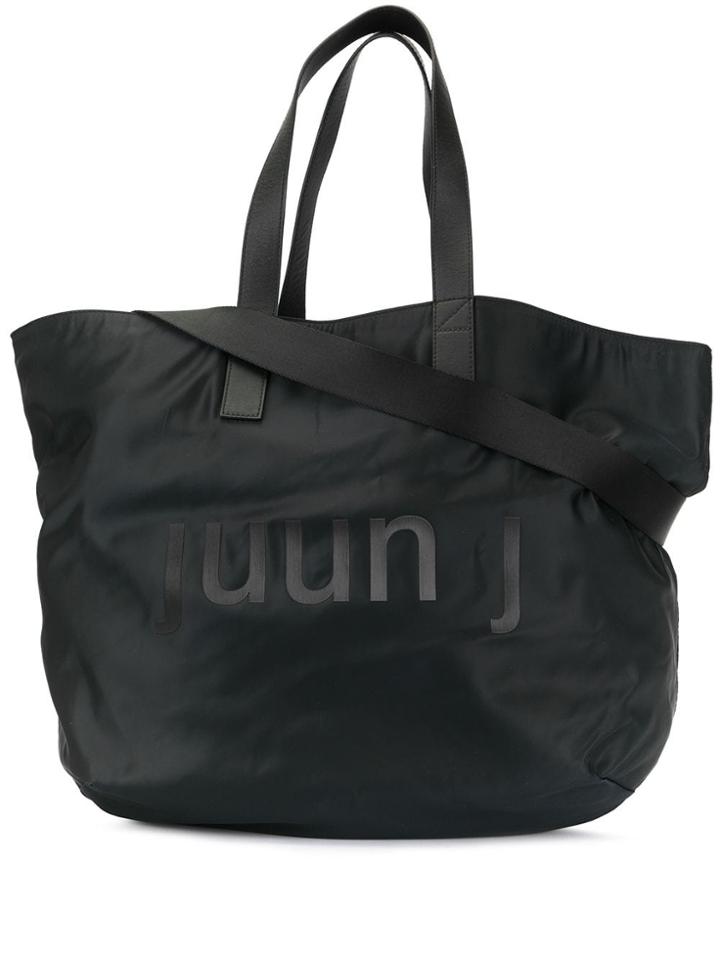 Juun.j Logo Print Tote - Black