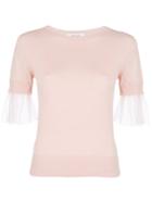 Blugirl Tulle Sleeved T-shirt - Pink & Purple