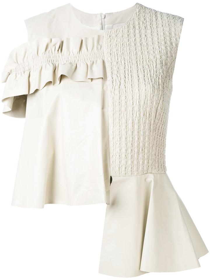 Drome - Asymmetric Tank - Women - Lamb Skin/polyester/viscose - M, Nude/neutrals, Lamb Skin/polyester/viscose