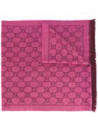 Gucci - Gg Jacquard Shawl - Women - Wool - One Size, Pink/purple, Wool