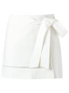 Giuliana Romanno Tie Fastening Skorts, Women's, Size: 40, White, Cotton/elastodiene