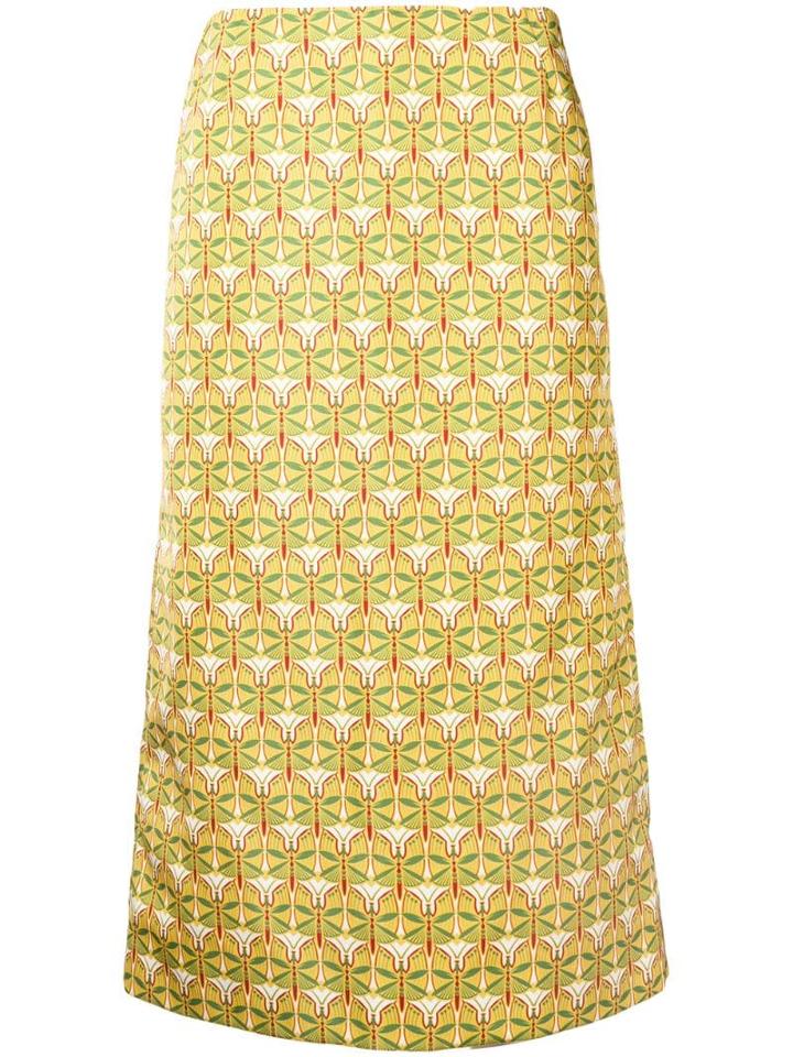 La Doublej Geometric Pencil Skirt - Yellow