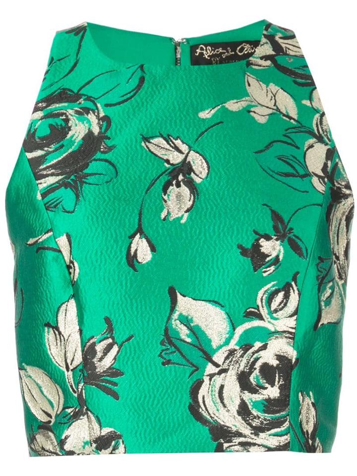 Alice+olivia Fitted Crop Top - Green