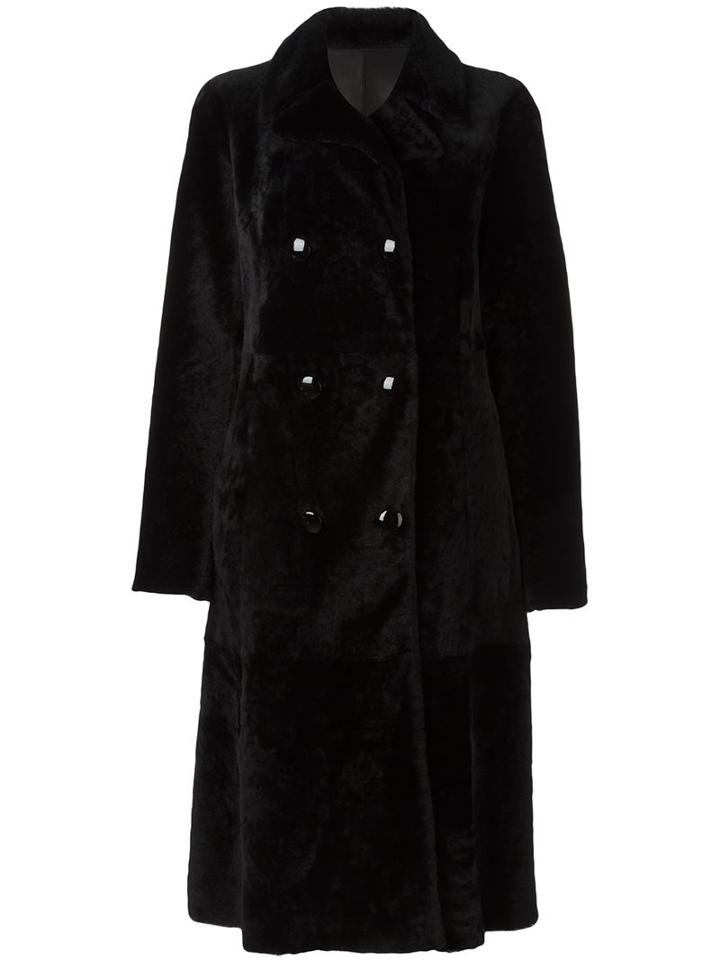 Drome Shearling Leather Reversible Coat, Women's, Size: Medium, Black, Leather