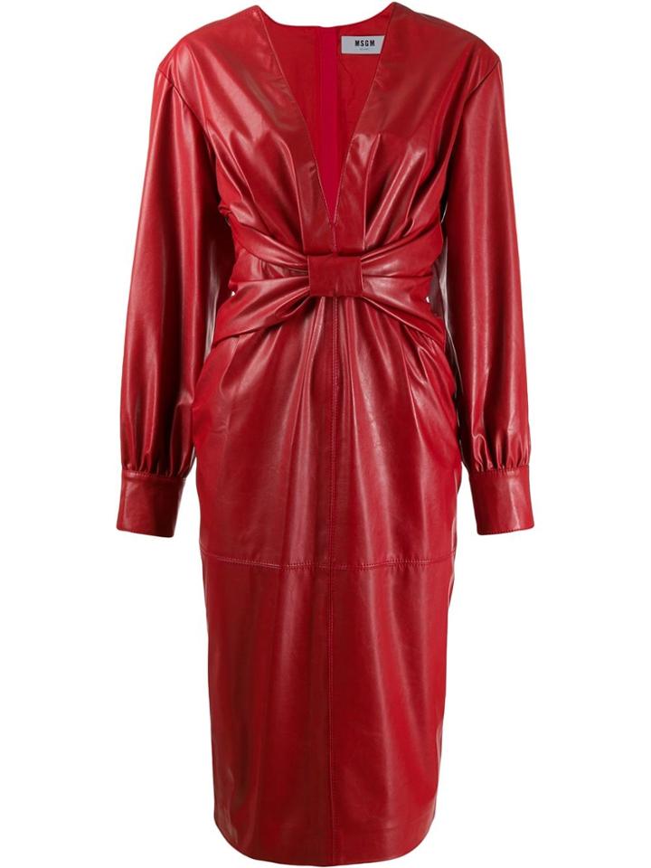 Msgm Gathered Plunge Dress