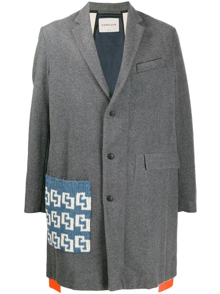 Corelate Contrasting Pocket Coat - Grey