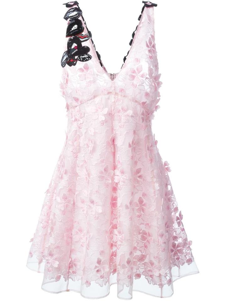 Giamba Flower Appliqué Dress, Women's, Size: 40, Pink/purple, Polyester/cotton/viscose