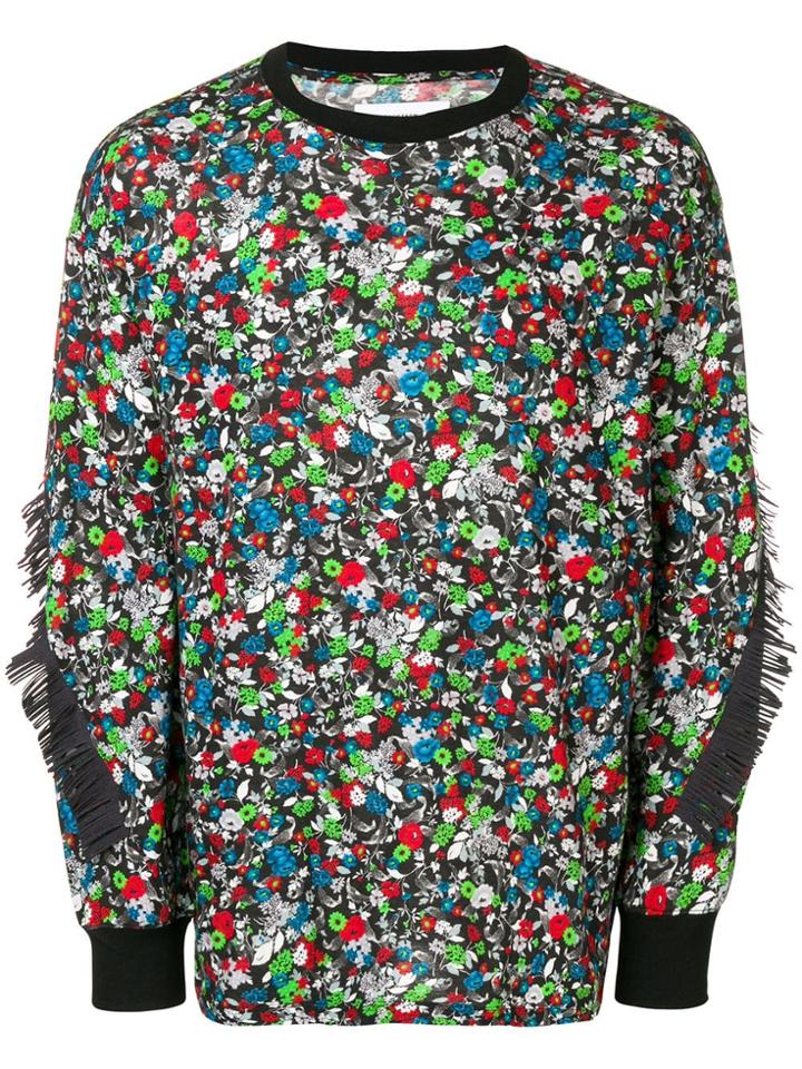 Facetasm Fringed Floral Sweatshirt - Black