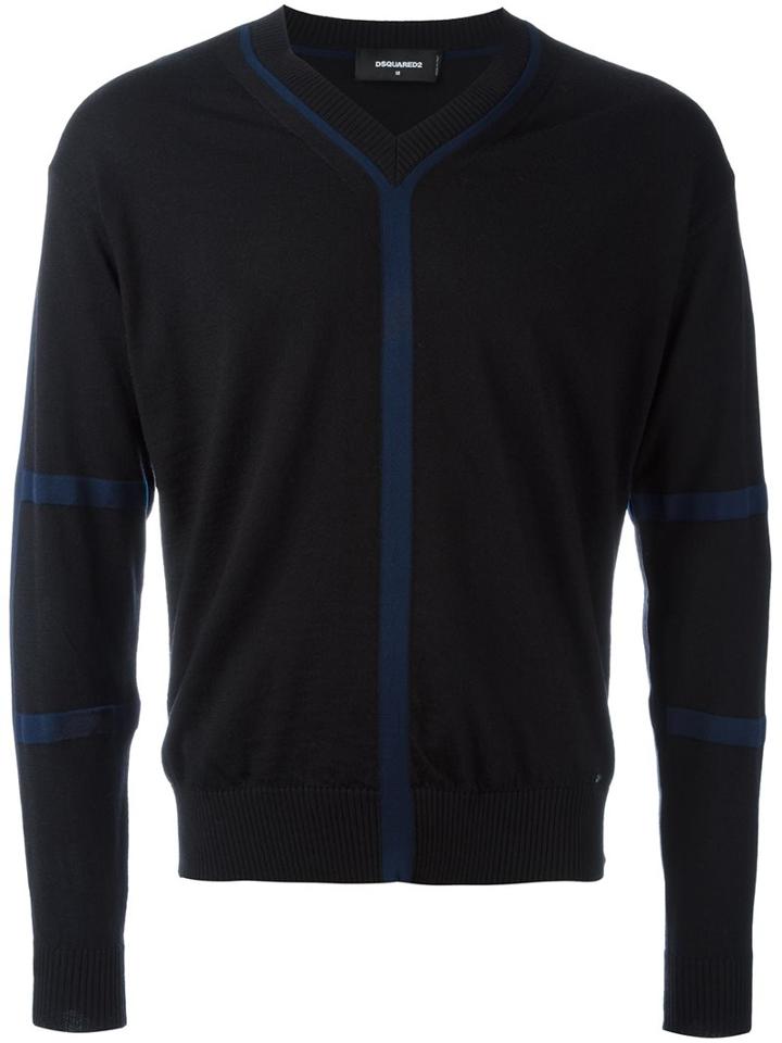 Dsquared2 Lined Jumper, Men's, Size: Large, Black, Virgin Wool