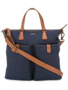 Zanellato Contrast Tote Bag, Men's, Blue, Canvas/leather
